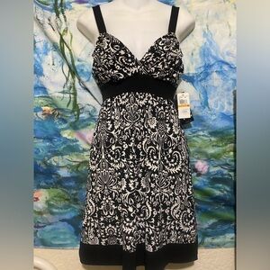 Black & White Printed Empire Waist Dress